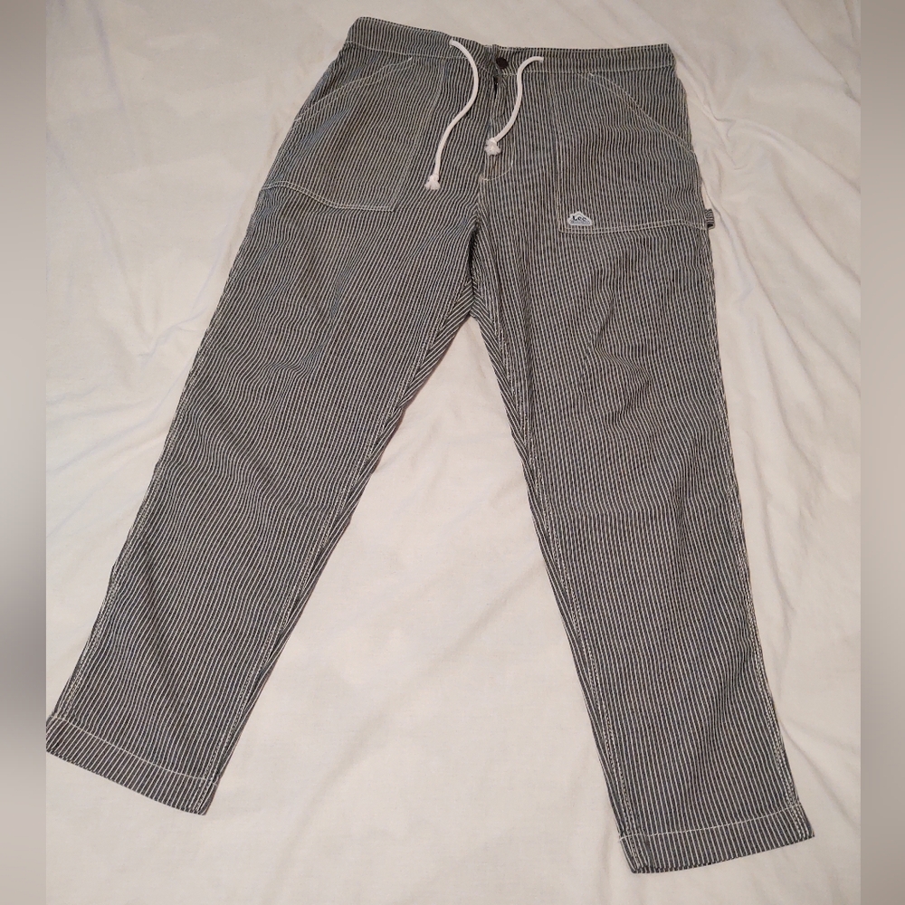 Lee Striped Lightweight Light Stretch Tapered Leg Pants Sz L